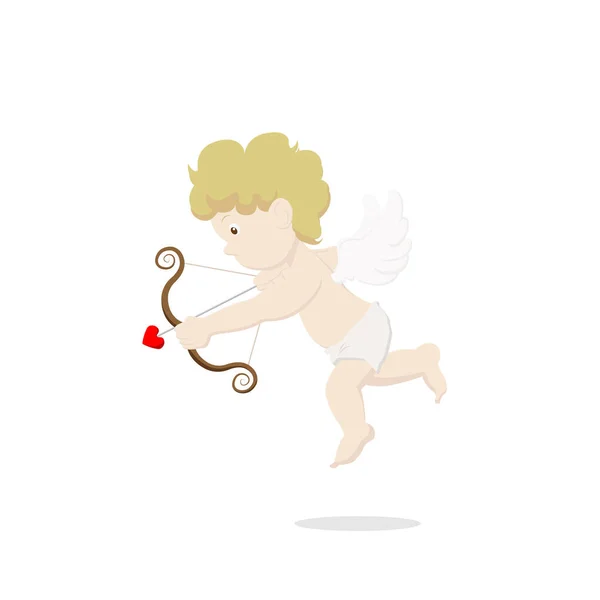 Amour bebé cupido, símbolo antiguo ángulo mitología sosteniendo arco y flecha aislada sobre fondo blanco para decorar en el día de San Valentín, Vector ilustración . — Vector de stock