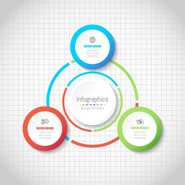 Elementos de design infográfico para seus dados de negócios com 3 opções, peças, etapas, cronogramas ou processos. Ilustração vetorial . — Vetor de Stock