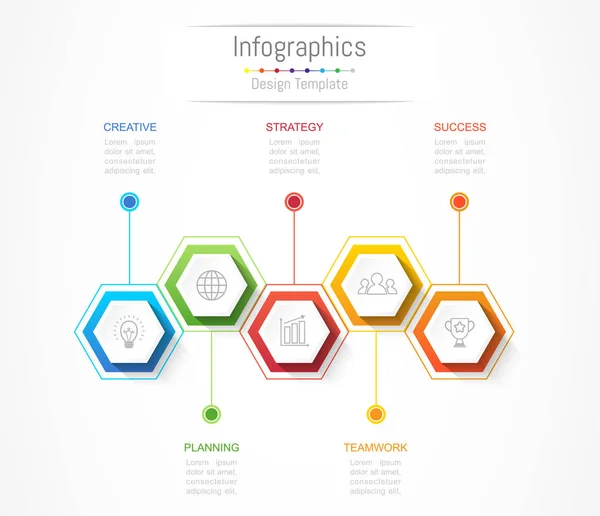 Éléments de conception d'infographie pour vos données d'entreprise avec 5 options, pièces, étapes, calendriers ou processus. Illustration vectorielle . — Image vectorielle