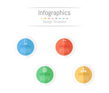 Infographic tasarım öğeleri iş verilerinizi 4 seçenekleri, parçalar, adımları, zaman çizelgeleri veya işlemler ile için. Vektör çizim.
