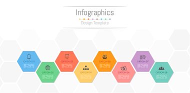 Infographic tasarım öğeleri iş verilerinizi 8 seçenekleri, parçalar, adımları, zaman çizelgeleri veya işlemler ile için. Vektör çizim.