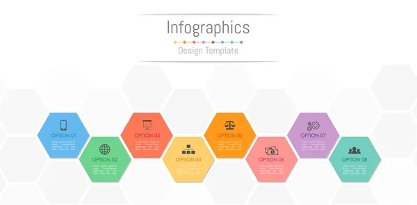 Elementos de design infográfico para seus dados de negócios com 8 opções, peças, etapas, cronogramas ou processos. Ilustração vetorial . — Vetor de Stock