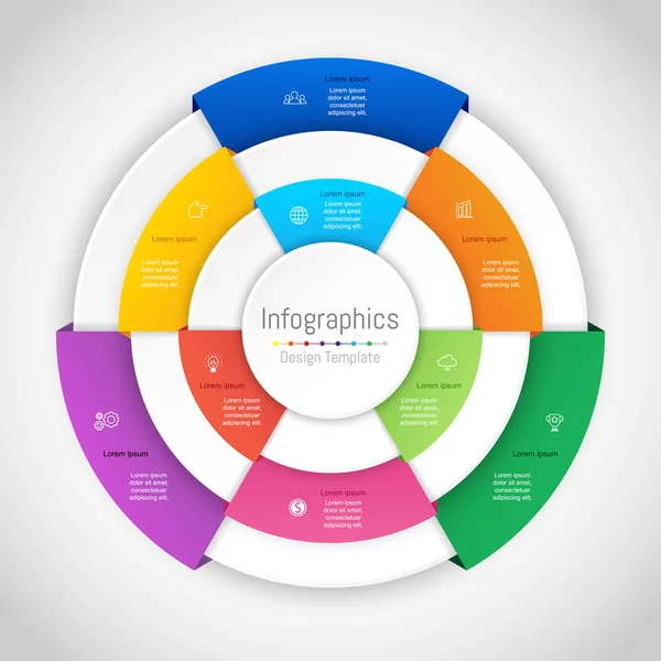 Infografische Gestaltungselemente für Ihre Geschäftsdaten mit 9 Optionen, Teilen, Schritten, Timelines oder Prozessen. Vektorillustration. — Stockvektor