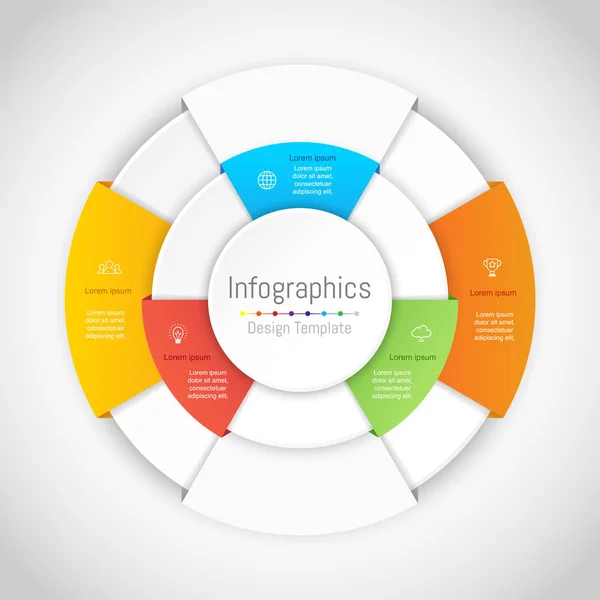 Infografische Gestaltungselemente für Ihre Geschäftsdaten mit 5 Optionen, Teilen, Schritten, Timelines oder Prozessen. Vektorillustration. — Stockvektor