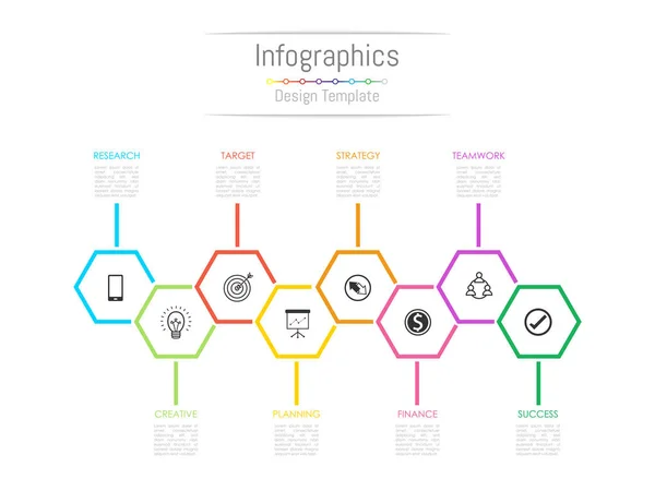 Infographic tasarım öğeleri iş verilerinizi 8 seçenekleri, parçalar, adımları, zaman çizelgeleri veya işlemler ile için. Vektör çizim. — Stok Vektör