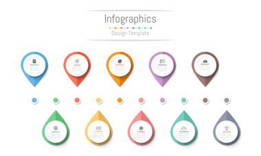 Infographic tasarım öğeleri iş verilerinizi 10 seçenekleri, parçalar, adımları, zaman çizelgeleri veya işlemler ile için. Vektör çizim.