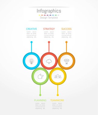 Infographic tasarım öğeleri iş verilerinizi 5 seçenekleri, parçalar, adımları, zaman çizelgeleri veya işlemler ile için. Vektör çizim.