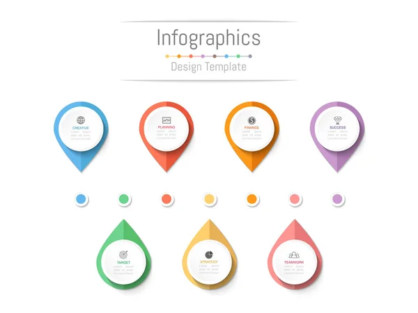 Éléments de conception d'infographie pour vos données d'entreprise avec 7 options, pièces, étapes, calendriers ou processus. Illustration vectorielle . — Image vectorielle