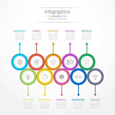 Infographic tasarım öğeleri iş verilerinizi 10 seçenekleri, parçalar, adımları, zaman çizelgeleri veya işlemler ile için. Vektör çizim.