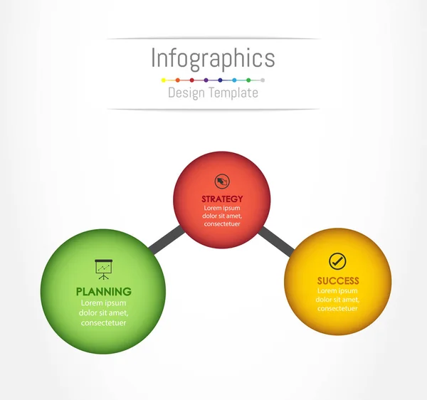 Infografische Gestaltungselemente für Ihre Geschäftsdaten mit 3 Optionen, Teilen, Schritten, Timelines oder Prozessen. Vektorillustration. — Stockvektor