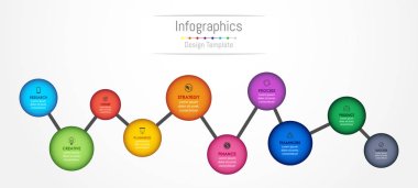 Infographic tasarım öğeleri iş verilerinizi 10 seçenekleri, parçalar, adımları, zaman çizelgeleri veya işlemler ile için. Vektör çizim.