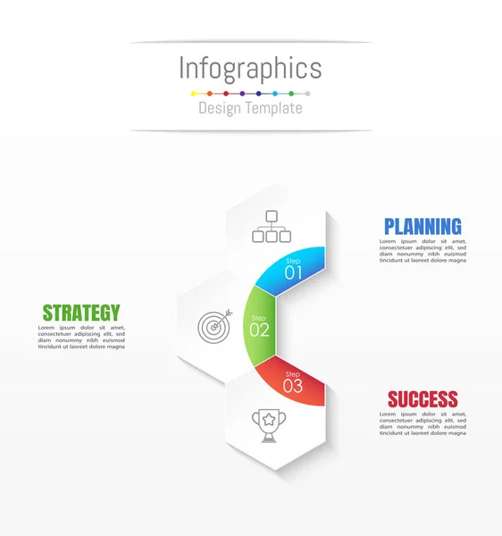 Éléments de conception d'infographie pour vos données d'entreprise avec 3 options, pièces, étapes, calendriers ou processus. Illustration vectorielle . — Image vectorielle