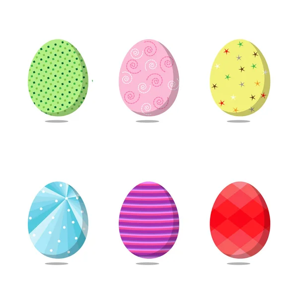 Набор красочных пасхальных яиц на белом фоне. Векторная иллюстрация — стоковый вектор
