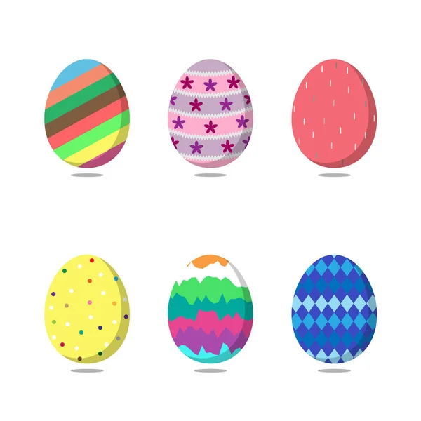 Conjunto de ovos de páscoa coloridos sobre fundo branco. Ilustração vetorial — Vetor de Stock
