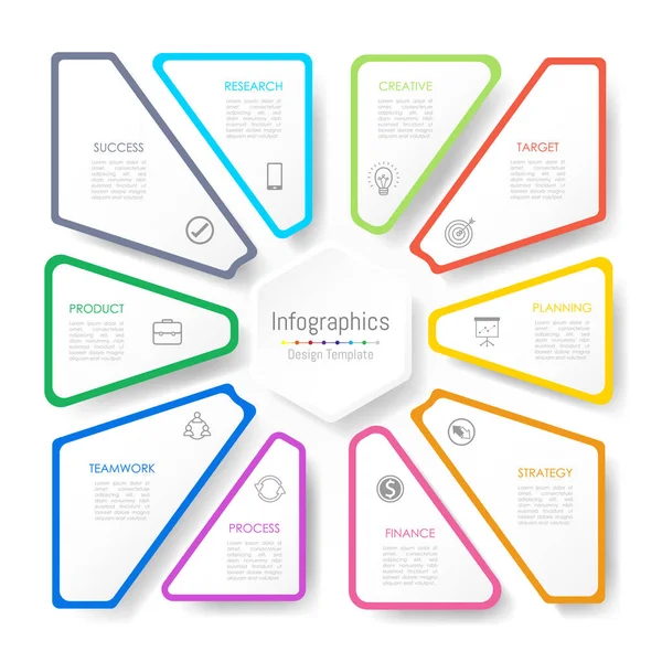 Elementos de diseño infográfico para sus datos empresariales con 10 opciones, piezas, pasos, líneas de tiempo o procesos. Ilustración vectorial . — Archivo Imágenes Vectoriales