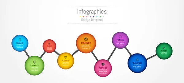 Infographic στοιχεία σχεδιασμού για τα επαγγελματικά δεδομένα με 9 επιλογές, τμήματα, βήματα, χρονοδιαγράμματα ή διαδικασίες. Εικονογράφηση διάνυσμα. — Διανυσματικό Αρχείο
