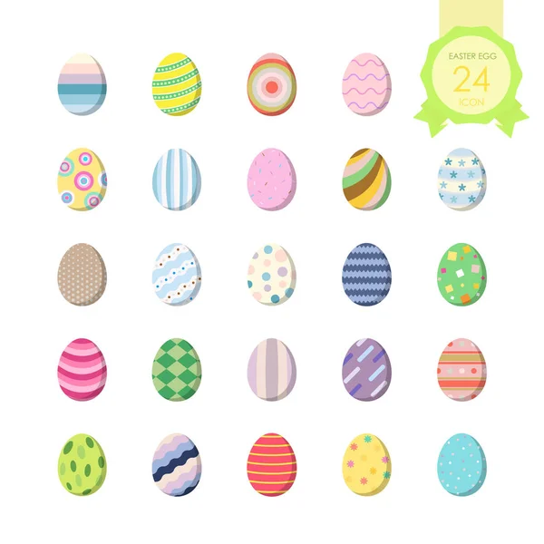 Icône ensemble d'œufs de Pâques colorés pour les vacances sur fond blanc. Illustration vectorielle — Image vectorielle