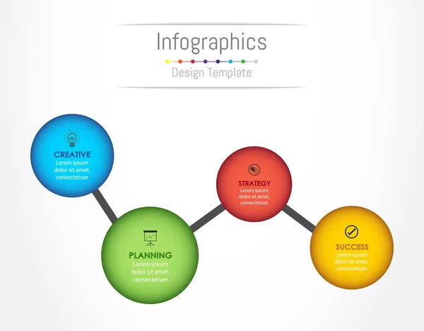 Infographic design elemek az üzleti adatok-val 4 választások, alkatrészek, lépések, ütemtervek vagy folyamatok. Vektoros illusztráció. — Stock Vector