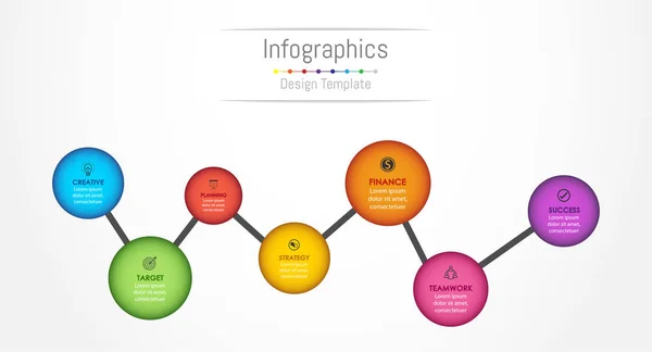 Elementos de design infográfico para seus dados de negócios com 7 opções, peças, etapas, cronogramas ou processos. Ilustração vetorial . — Vetor de Stock