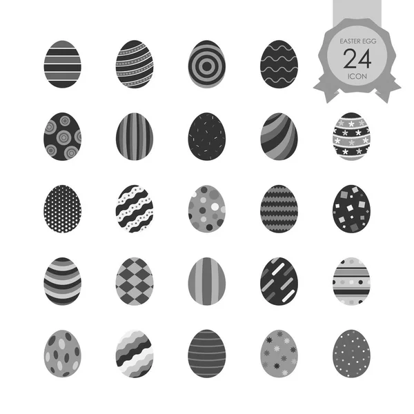 Icône Ensemble Œufs Pâques Monochromes Pour Les Vacances Sur Fond — Image vectorielle