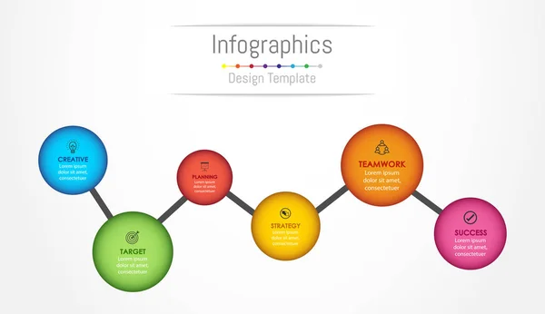 Éléments de conception d'infographie pour vos données d'entreprise avec 6 options, pièces, étapes, calendriers ou processus. Illustration vectorielle . — Image vectorielle