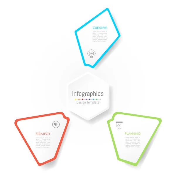 Infografische Gestaltungselemente für Ihre Geschäftsdaten mit 3 Optionen, Teilen, Schritten, Timelines oder Prozessen. Vektorillustration. — Stockvektor