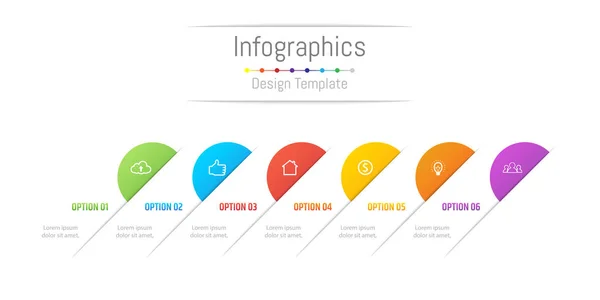 Elementos de design infográfico para seus dados de negócios com 6 opções, peças, etapas, cronogramas ou processos. Ilustração vetorial . — Vetor de Stock