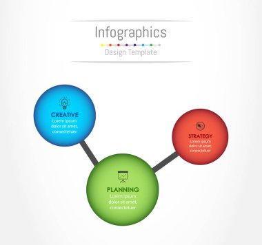 Infographic tasarım öğeleri iş verilerinizi 3 seçenekleri, parçalar, adımları, zaman çizelgeleri veya işlemler ile için. Vektör çizim.