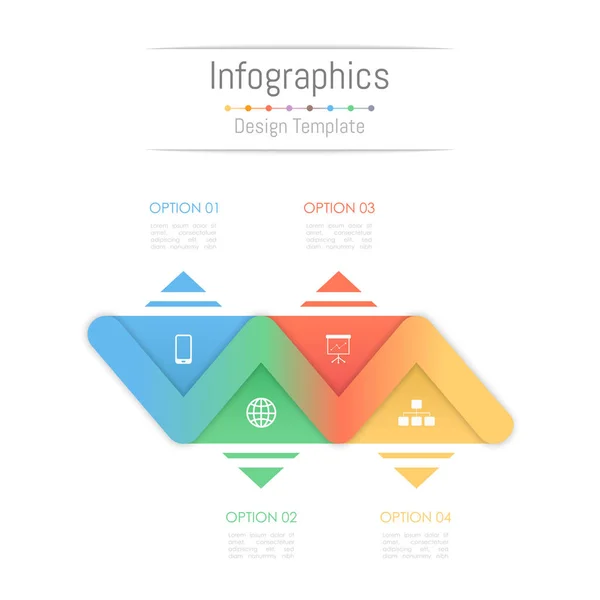 Infografische Gestaltungselemente für Ihre Geschäftsdaten mit 4 Optionen, Teilen, Schritten, Timelines oder Prozessen. Vektorillustration. — Stockvektor