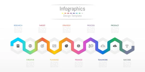 Éléments de conception d'infographie pour vos données d'entreprise avec 10 options, pièces, étapes, calendriers ou processus. Illustration vectorielle . — Image vectorielle