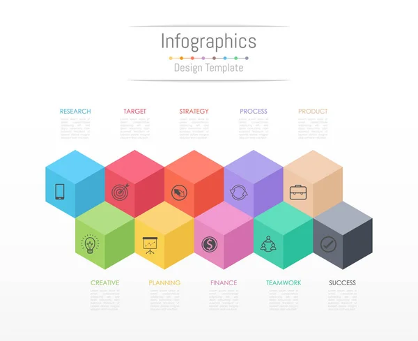 Elementos de diseño infográfico para sus datos empresariales con 10 opciones, piezas, pasos, líneas de tiempo o procesos. Ilustración vectorial . — Archivo Imágenes Vectoriales