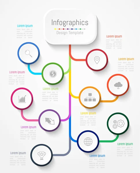 Infografische Gestaltungselemente für Ihre Geschäftsdaten mit 10 Optionen, Teilen, Schritten, Timelines oder Prozessen. Vektorillustration. — Stockvektor