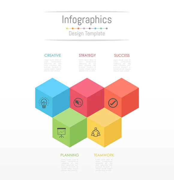 Infographic designelementen voor uw bedrijfsgegevens met 5 opties, onderdelen, stappen, tijdlijnen of processen. Vectorillustratie. — Stockvector