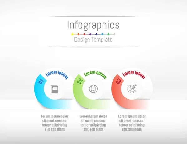 Infographic design elements for your business data with 3 options, parts, steps, timelines or processes. Vector Illustration. — Stock Vector