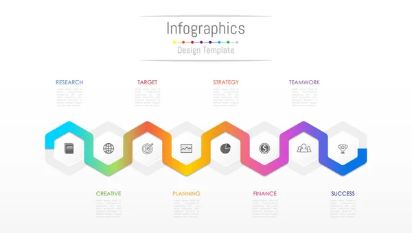 Infografische Gestaltungselemente für Ihre Geschäftsdaten mit 8 Optionen, Teilen, Schritten, Timelines oder Prozessen. Vektorillustration. — Stockvektor