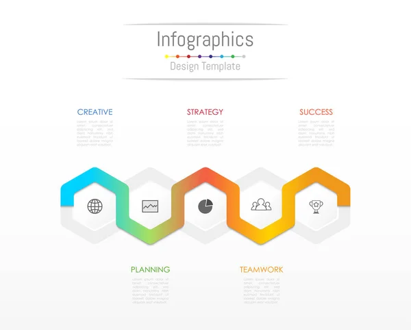 Elementos de design infográfico para seus dados de negócios com 5 opções, peças, etapas, cronogramas ou processos. Ilustração vetorial . — Vetor de Stock