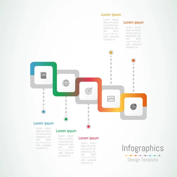 Éléments de conception d'infographie pour vos données d'entreprise avec 5 options, pièces, étapes, calendriers ou processus. Illustration vectorielle . — Image vectorielle