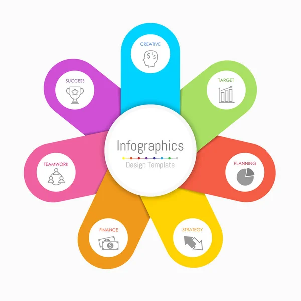 Elementos de design infográfico para seus dados de negócios com 7 opções, peças, etapas, cronogramas ou processos. Ilustração vetorial . — Vetor de Stock