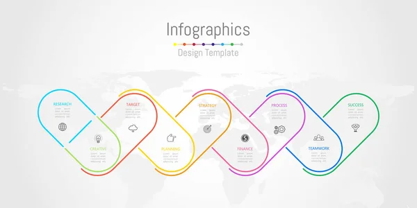 Infografika elementów projektu do danych biznesowych z 9 opcje, części, kroki, osi czasu lub procesów. Mapa świata tego obrazu dostarczone przez Nasa, ilustracji wektorowych. — Wektor stockowy