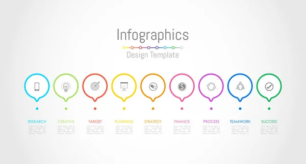 Infografische Gestaltungselemente für Ihre Geschäftsdaten mit 9 Optionen. — Stockvektor