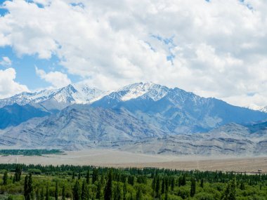 Doğa manzara Leh Ladakh, Hindistan yolu boyunca dağ arka plan ile