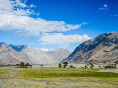 Güzel dağ yakınındaki Hunder kum tepeleri, yüksek irtifa dünyada tatlı.