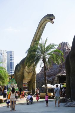 Bangkok, Tayland: 2 Ocak 2018 dinozor rakam dinozor Planet'de Bangkok kalbinde