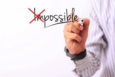 İşletme kavramı resmi marker ve yazmak mümkün üzerinde beyaz izole tutmak el