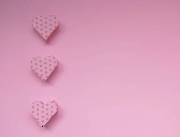 Σειρά Από Ροζ Χειροποίητα Κουτιά Δώρου Σχήμα Καρδιάς Παστέλ Ροζ — Φωτογραφία Αρχείου