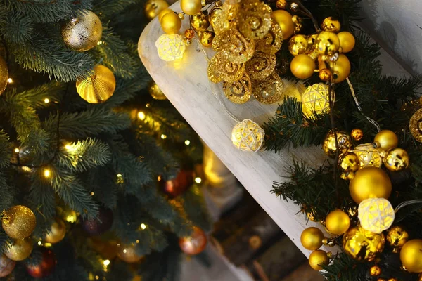 Decoração de Natal em casa interior fundo — Fotografia de Stock