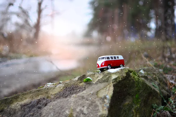Minibus adventure. Journey by bus concept.