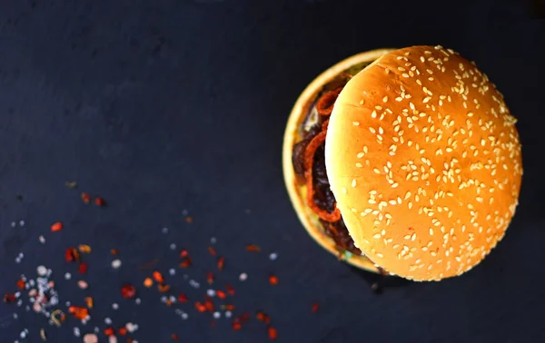 Tło Burger Wolnego Miejsca Dla Projektu Lub Podpis — Zdjęcie stockowe