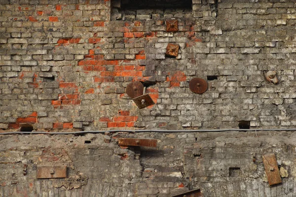 Alte Ziegelmauerstruktur Einer Alten Fabrik — Stockfoto