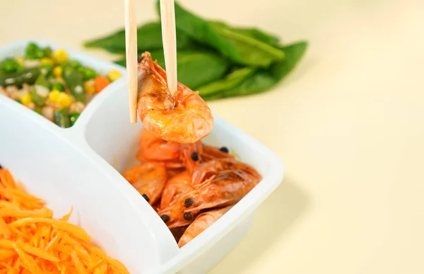 Hälsosam Asiatisk Mat Leverans Koncept Hälsosam Kost Menyn Mat Matlåda — Stockfoto